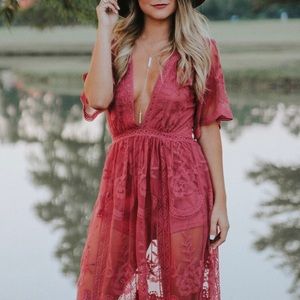 Deep v-neck full-length maxi romper/dress
